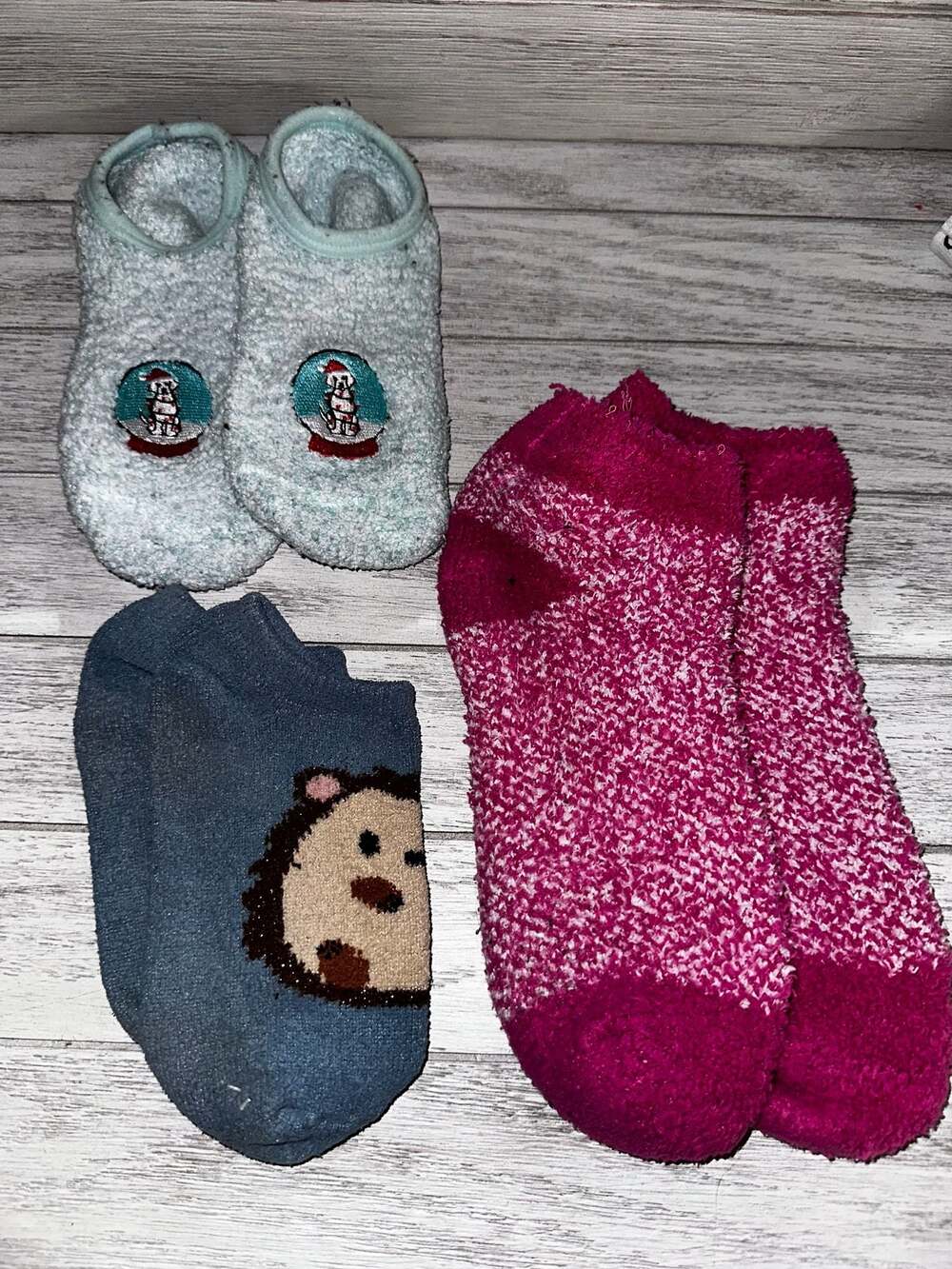 Assorted Women's Fuzzy Cozy Slipper Socks Lot of 3 Pairs